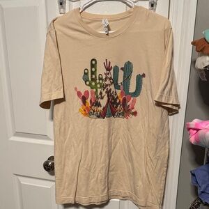Bella Canvas Tan Tee with Cactus and Teepee Graphic